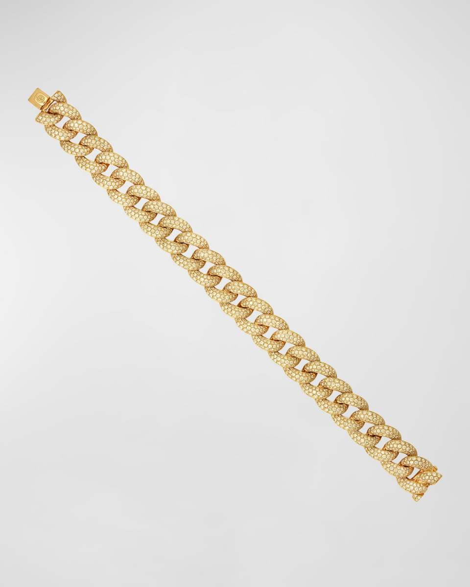 Micro Pave Diamond Curb Link Bracelet in 14k Yellow Gold